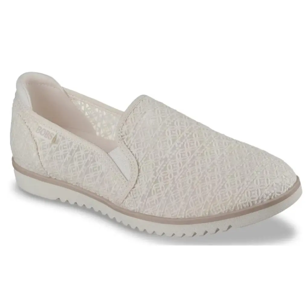 Womens Skechers Bobs Flexpadrille LO Breezy Twirl Flat Off White Knit Shoes