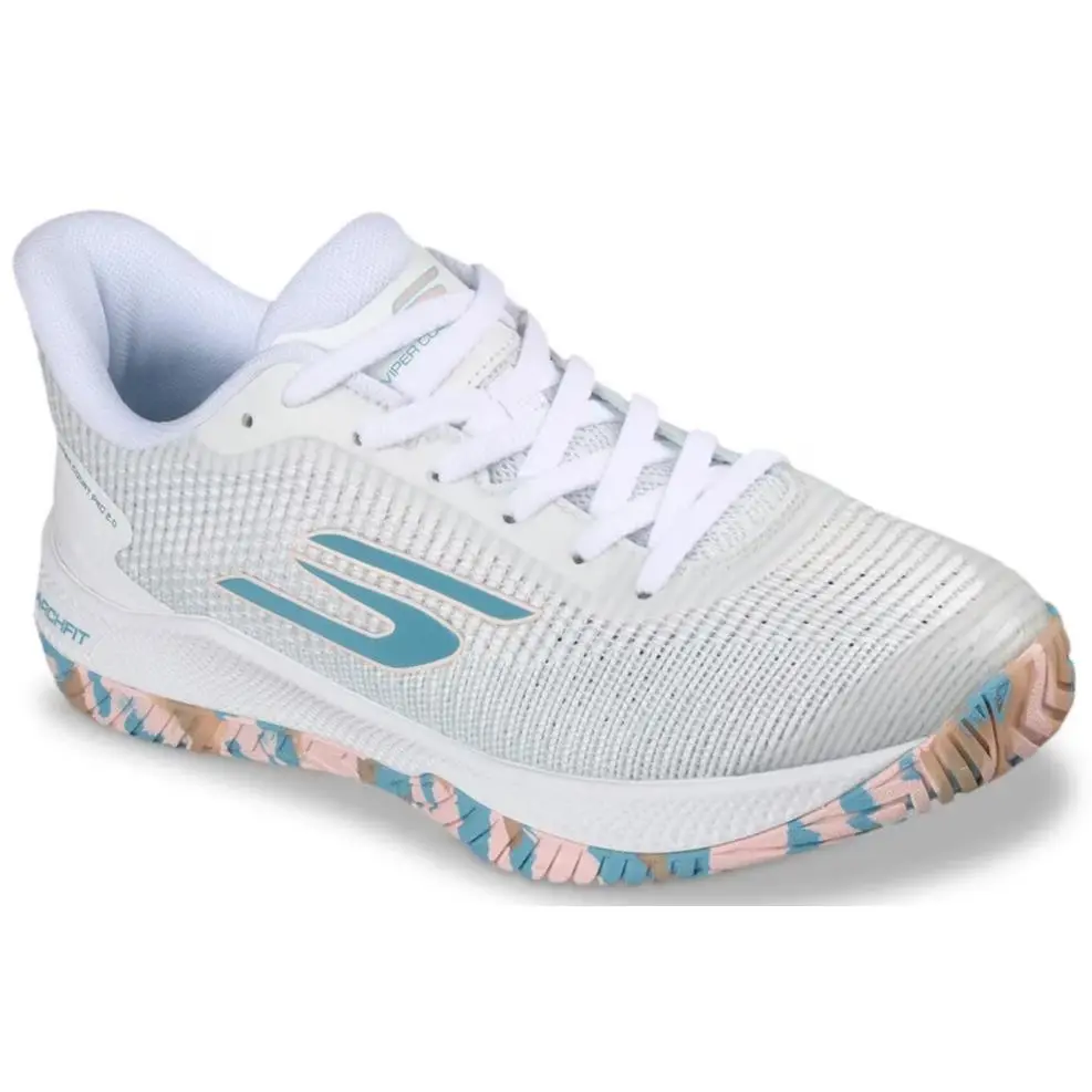 Womens Skechers Viper Court Pro 2.0 Pickleball White Blue Mesh Shoes