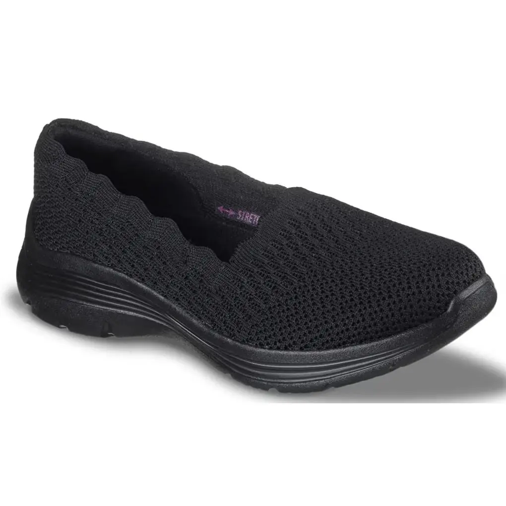 Womens Skechers Bedford Slip ON Black Knit Shoes