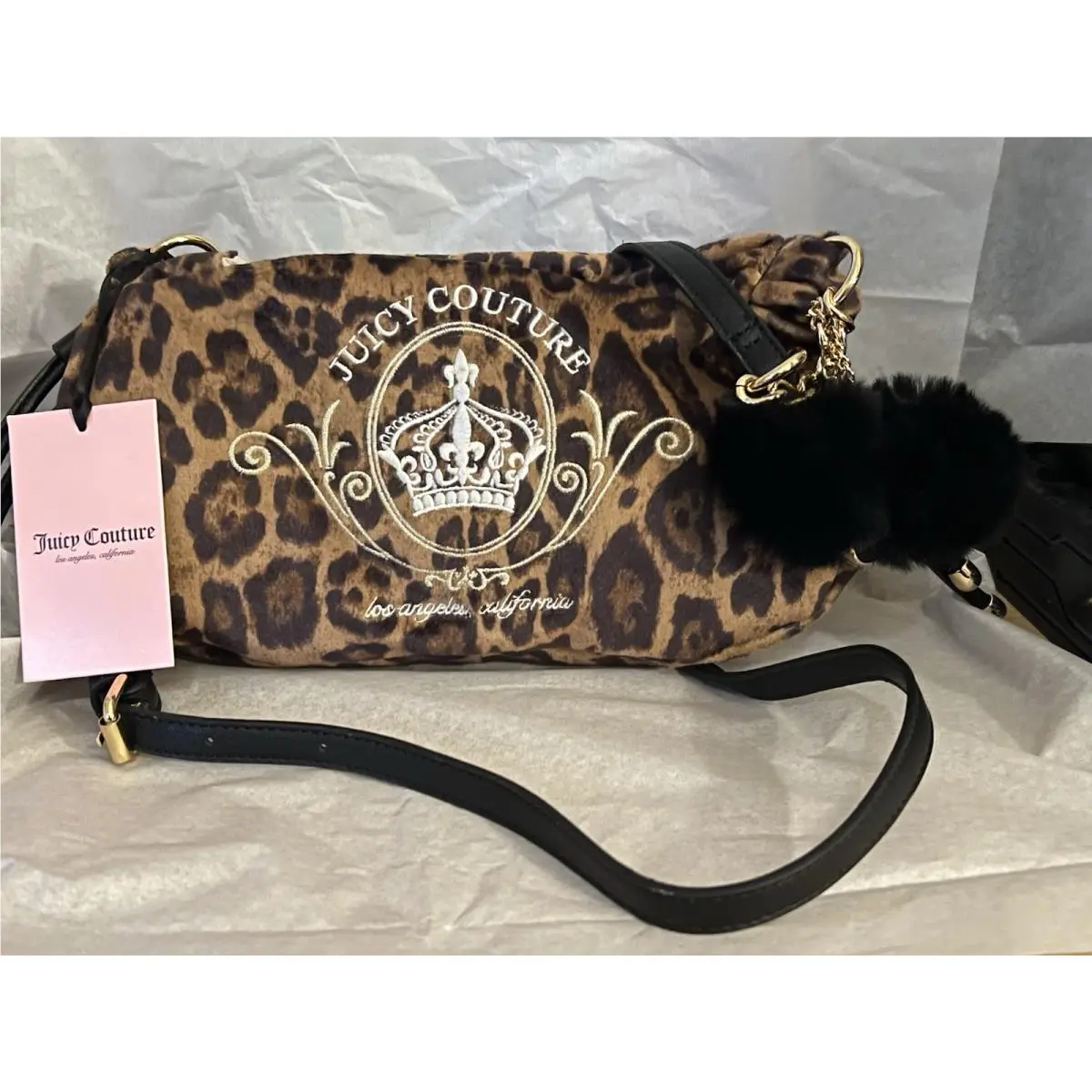 Maginifique Leopard Print Crossbody Satchel Bag Pompom J Charm by Juicy Couture