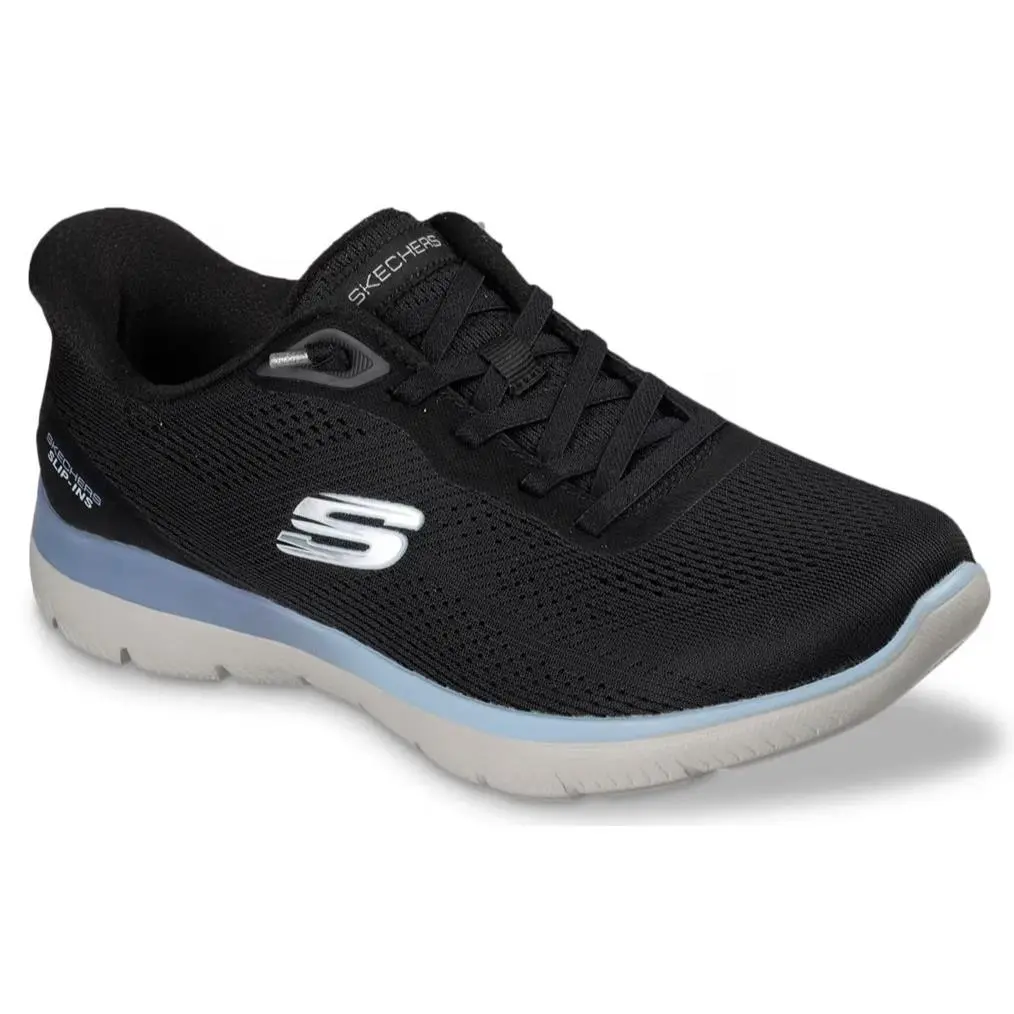 Womens Skechers Slip Ins Summits Sweet Skies Slip ON Sneaker Black Textile