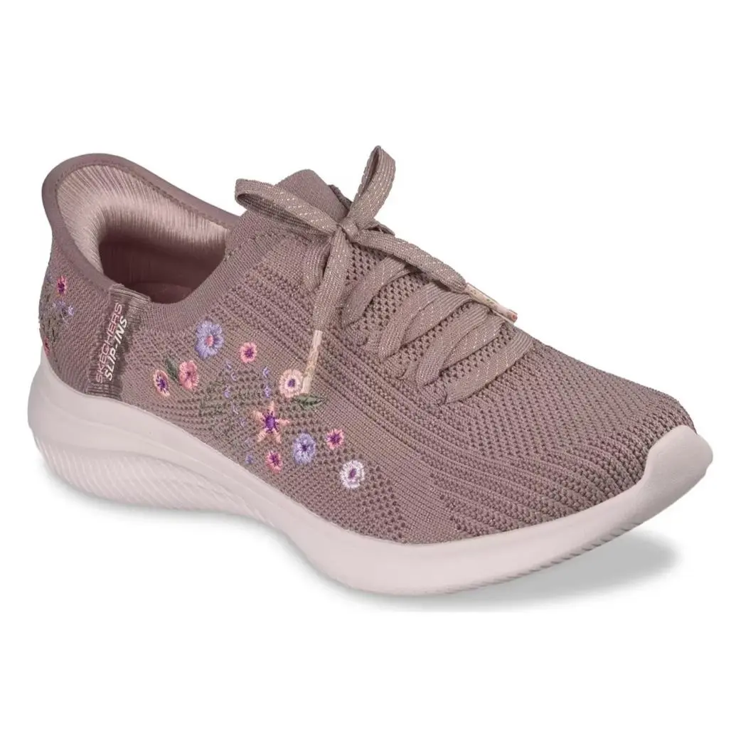 Womens Skechers Hands Free Slip Ins Ultra Flex 4.0 Sweet Mocha Brown Knit