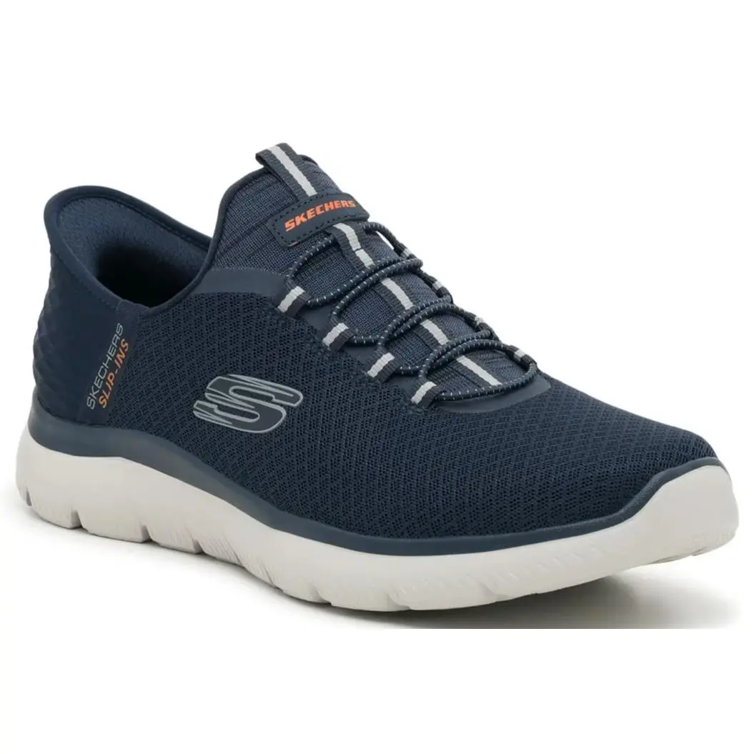 Mens Skechers Hands Free Slip Ins Summits High Range Navy Knit Shoes - Blue