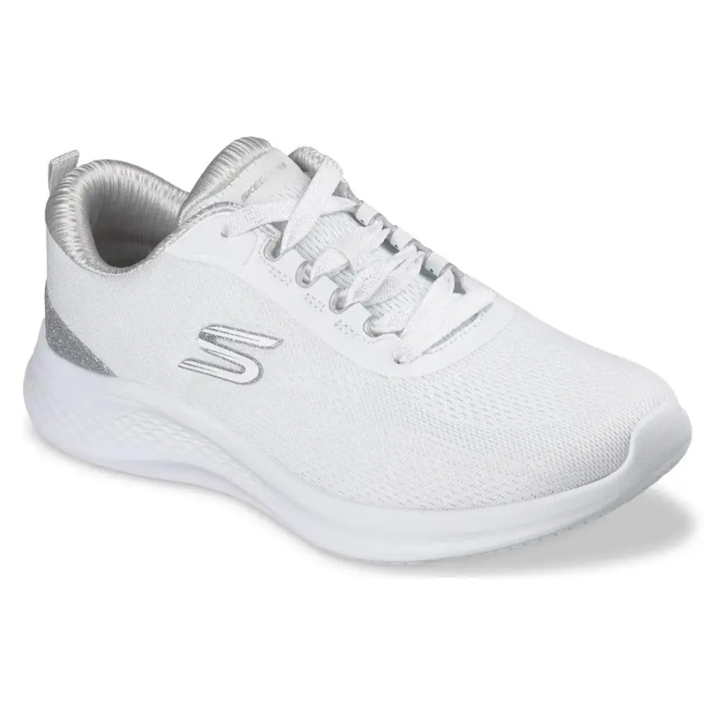 Womens Skechers Skech Lite Pro 2.0 Brilliant Shimmer White Silver Knit Shoes