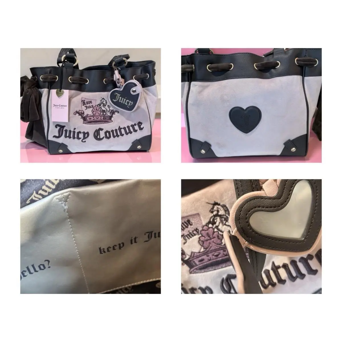 Juicy Crown Daydreamer Tote Shoulder Bag Blush Pink Brown by Juicy Couture