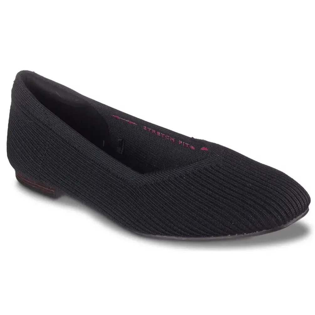 Womens Skechers Cleo Blissful Soul Ballet Flat Black Knit Shoes