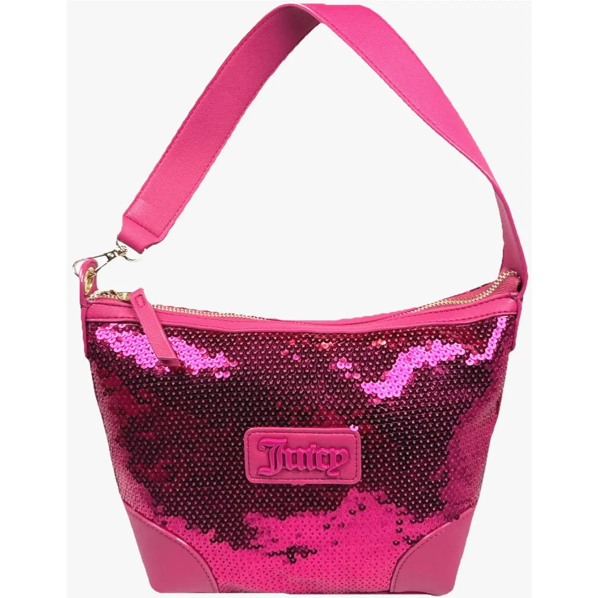 Pink Sequin Shoulder Bag Y2K Glam Sparkly Logo Purse by Juicy Couture