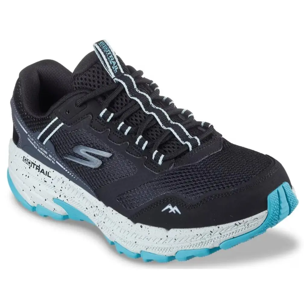 Womens Skechers GO Run Trail Altitude 2.0 Ravine Hiking Black Aqua Mesh
