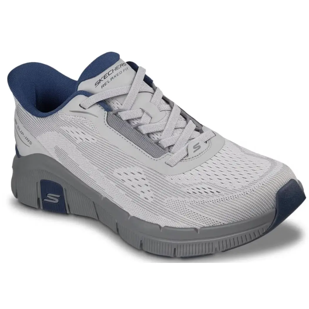 Mens Skechers Hands Free Slip Ins Relaxed Fit Flex Zayder Gray Blue Mesh