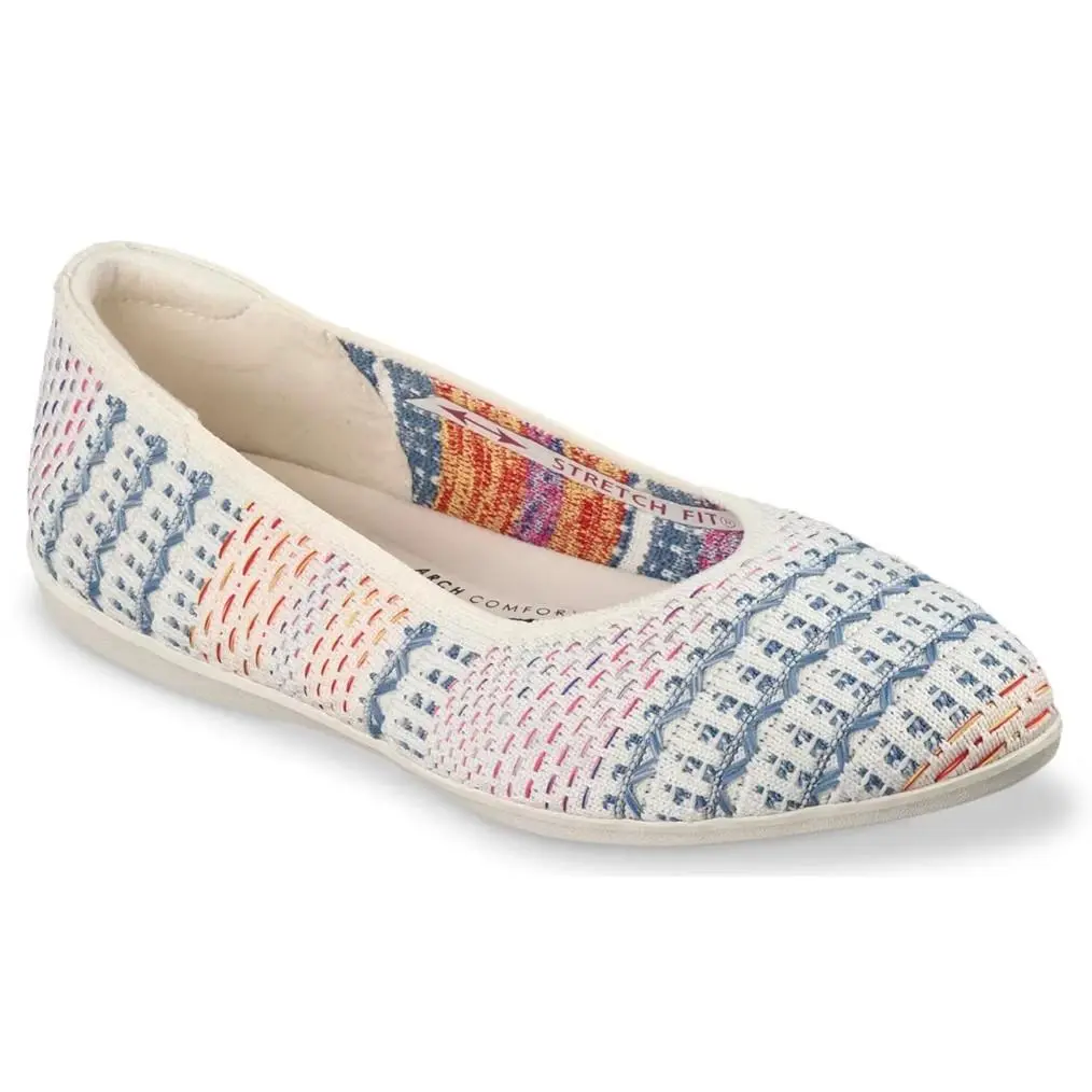 Womens Skechers Cleo Ballet Flat Off White Knit Shoes