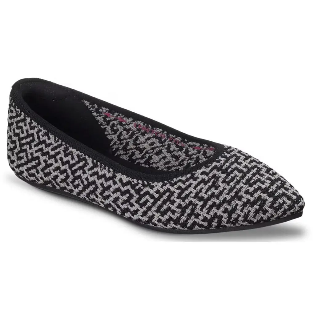 Womens Skechers Cleo Point Chic Allure Fla Black White Knit Shoes