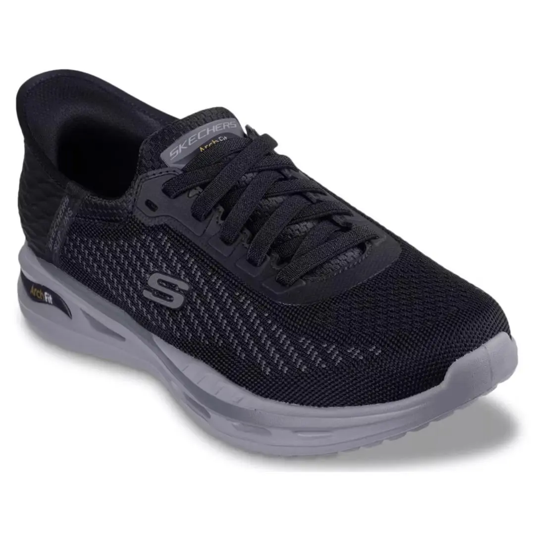Mens Skechers Relaxed Fit Arch Fit Orvan Drex Sneaker Black Mesh Shoes