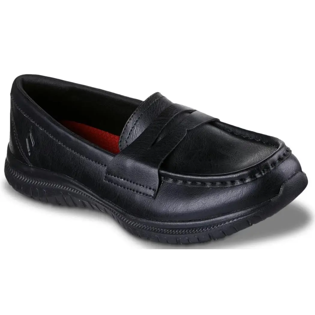 Womens Skechers Virtue Zharo Work Loafer Black Leather Shoes