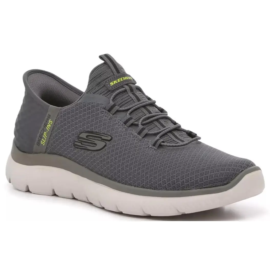 Mens Skechers Hands Free Slip Ins Summits High Range Gray Knit Shoes