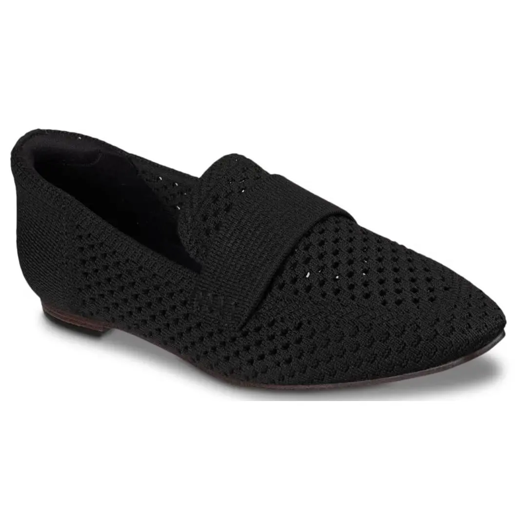 Womens Skechers Cleo Snip Close TO You Loafer Black Knit Shoes