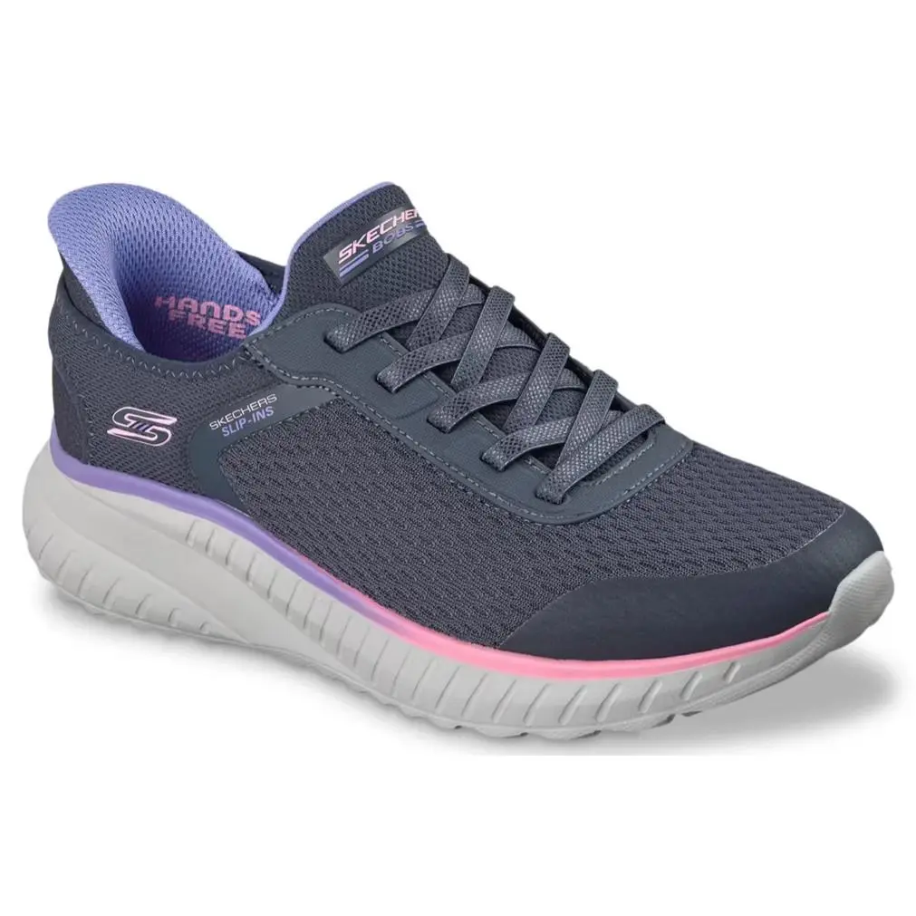 Womens Skechers Hands Free Slip Ins Bobs Sport Squad Chaos Navy Mesh Shoes