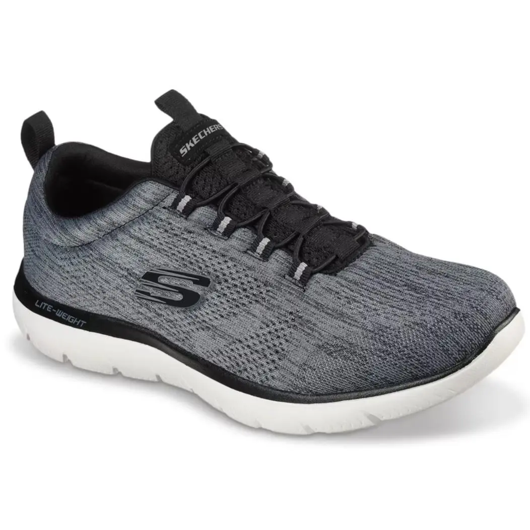 Mens Skechers Summits Louvin Sneaker Gray Black Mesh Shoes