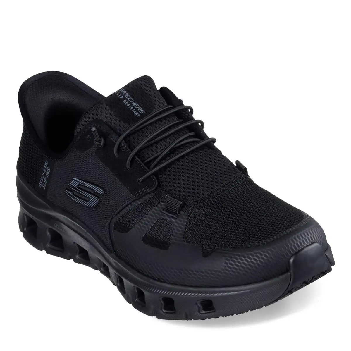 Men`s Skechers Slip-ins Work Slip-resistant: Glide-step Pro Sneakers 200337-BLK - Solid Black