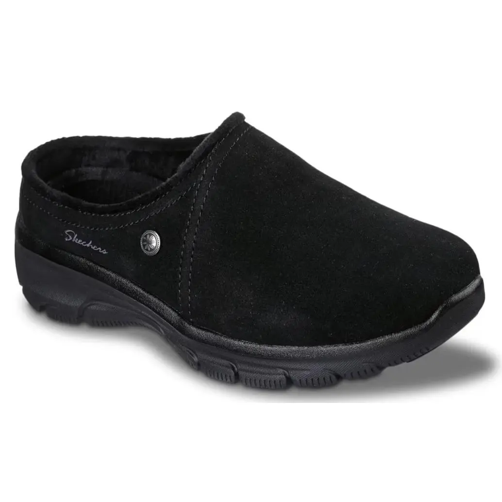 Womens Skechers Relaxed Fit Easy Going Lovely Latte Black Suede Clogs