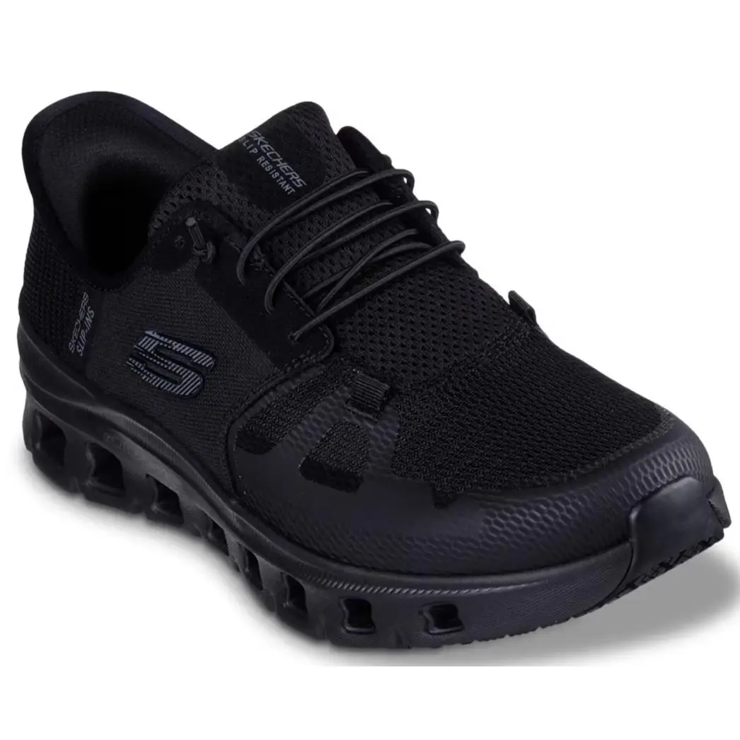 Mens Skechers Hands Free Slip Ins Glide Step Pro Work Black Mesh Shoes