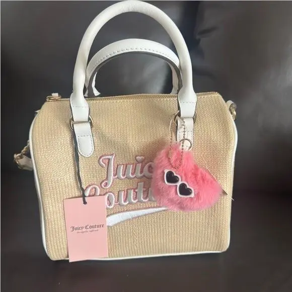 Free To Be Juicy Speedy Satchel Natural Straw White Crossbody Bag by Juicy Couture