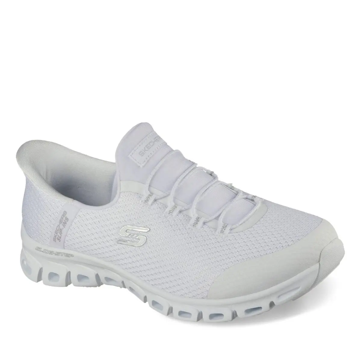 Women`s Skechers Slip-ins: Glide-step - Pursuit Sneaker 104547-WSL White Fabric