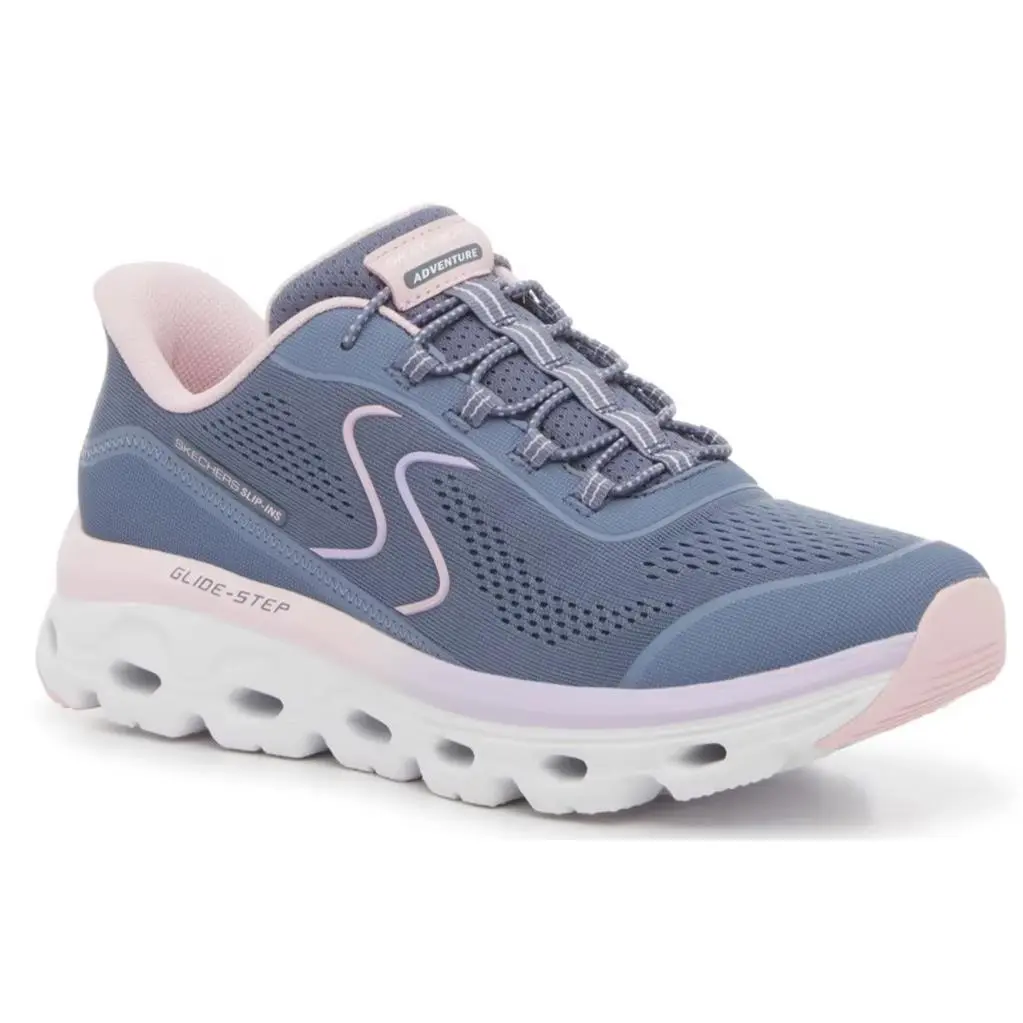 Womens Skechers Hands Free Slip Ins Glide Step Sole Sneaker Gray Mesh Shoes