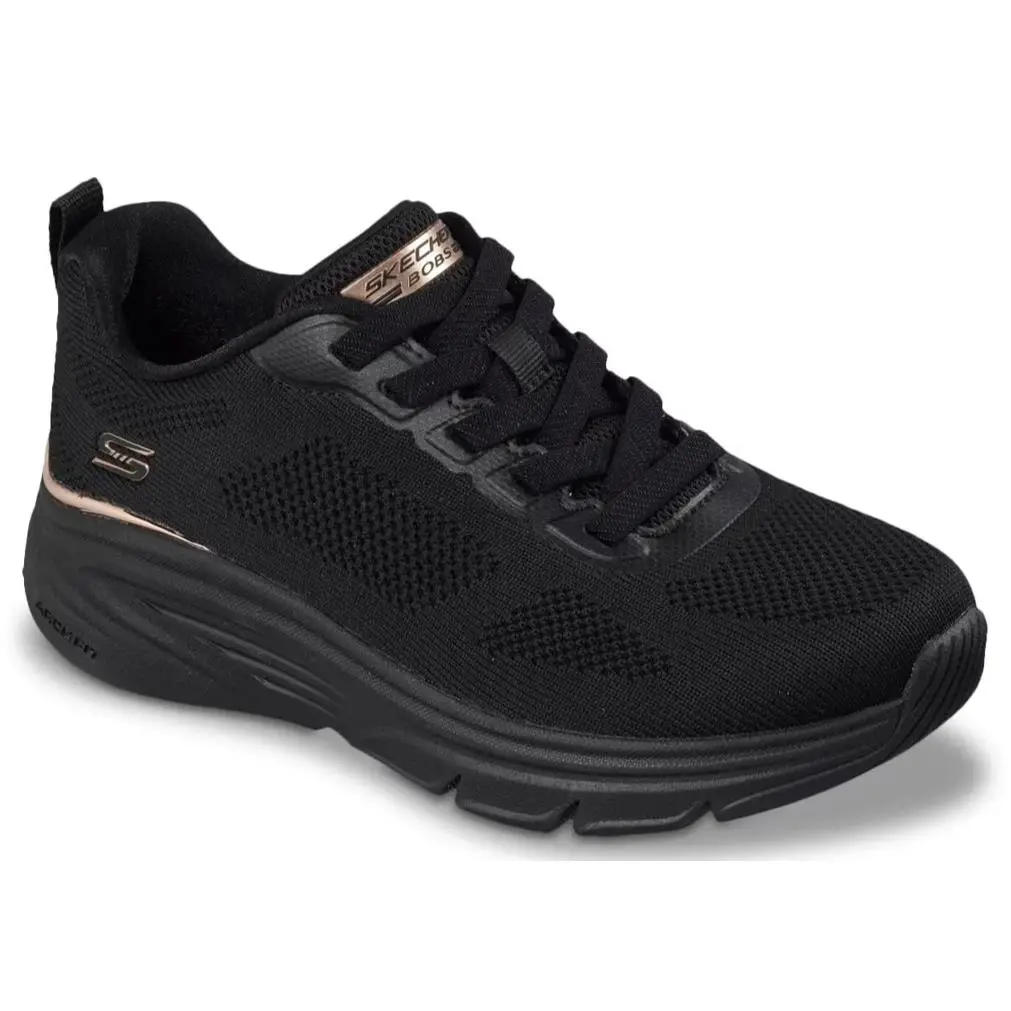 Womens Skechers Bobs Sport Arch Fit ELEV8 Black Knit Shoes