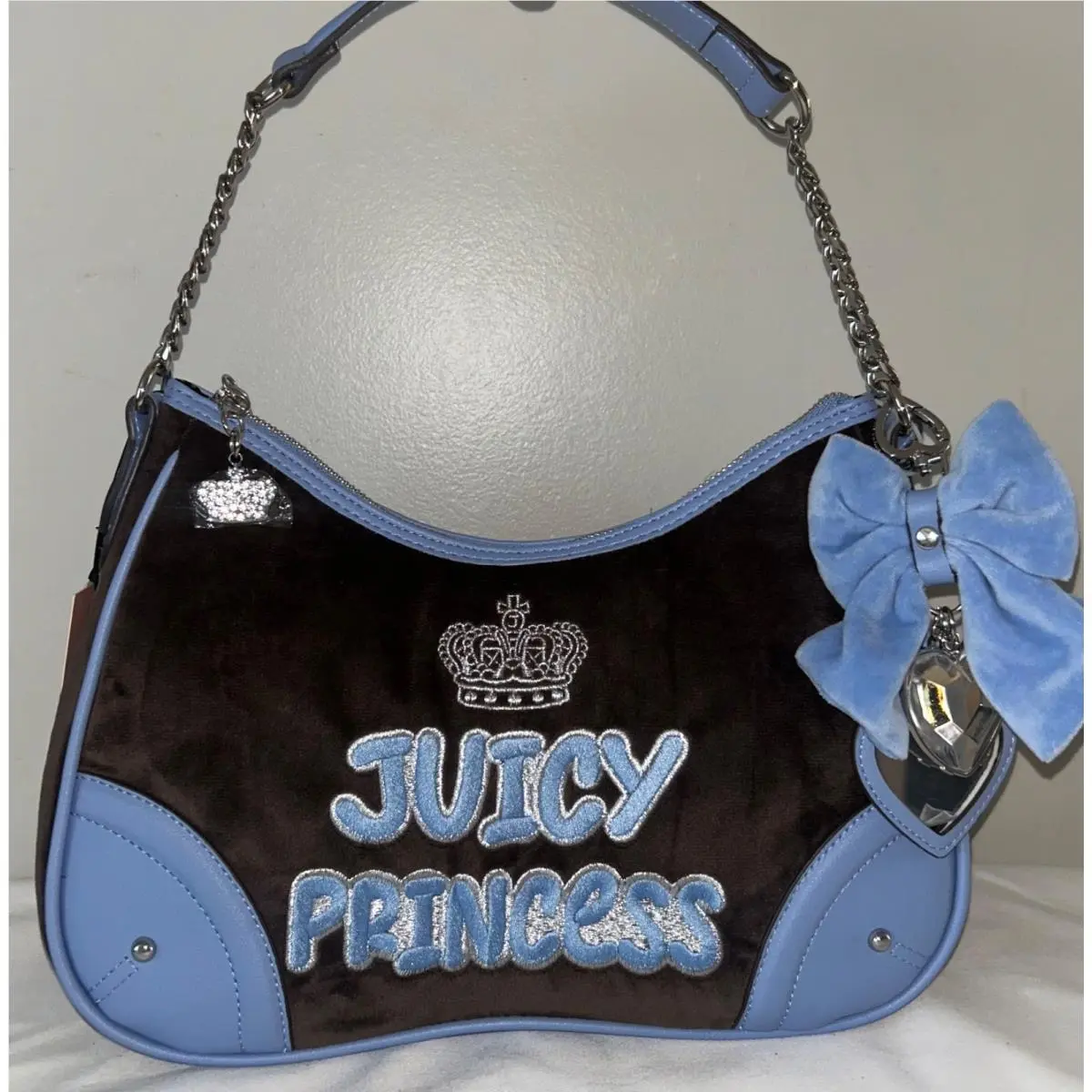 Velour American Princess Shoulder Bag in Chocolate Brown by Juicy Couture