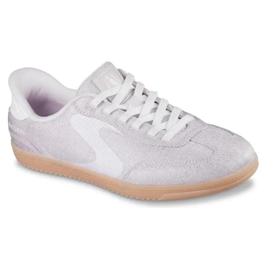 Womens Skechers Hotshot Radiant Shimmer Sneaker Light Silver Woven Shoes