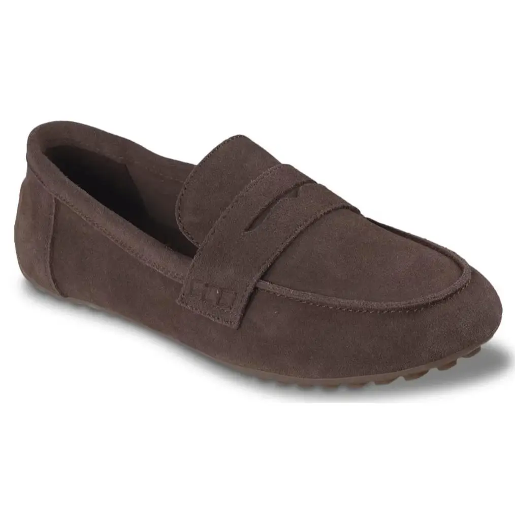 Womens Skechers Cleo Driver Smooth Lane Penny Loafer Chocolate Suede Shoes