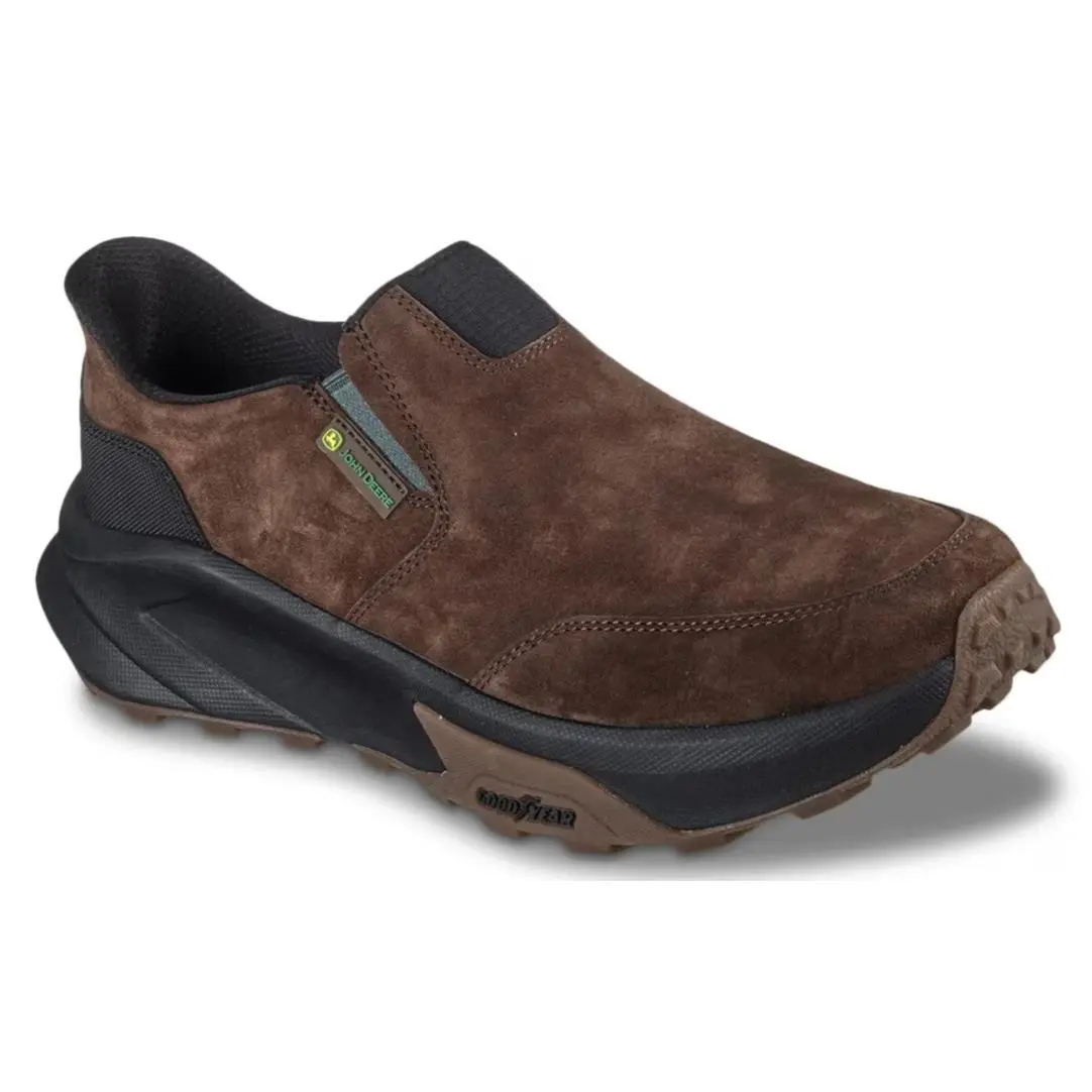 Mens Skechers Slip Ins John Deere Relaxed Fit Knox Dark Brown Nubuck Shoes