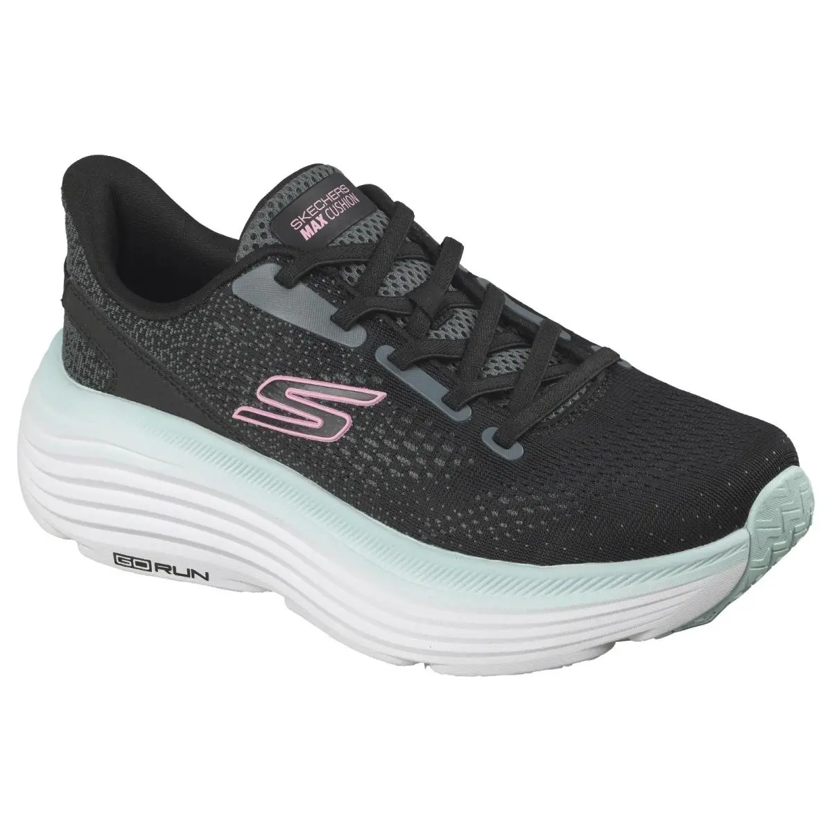 Skechers Shoes Women`s Black Runing Max Cushion Slip Ins Jacquard Sport 129479