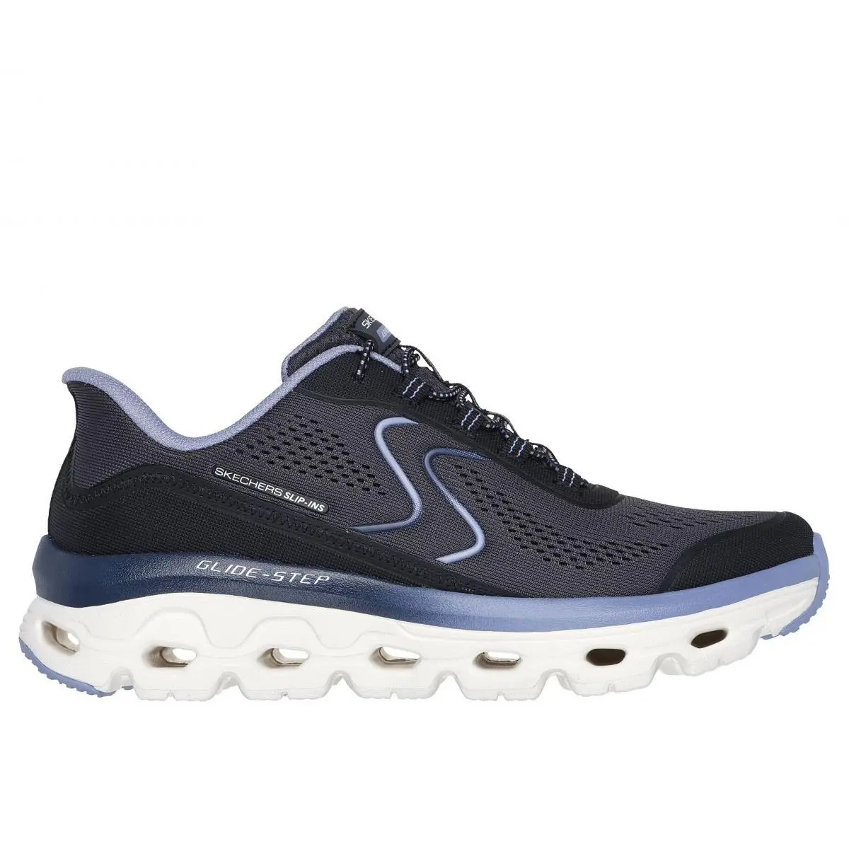 Skechers Women`s Slip-ins: Glide-step Sole Hands Free Shoe Black/blue - 180272-B - BLACK/BLUE