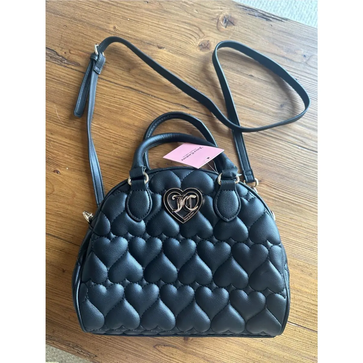 Flawless Dome Satchel Liquorice Black Quilted Hearts W/tags by Juicy Couture
