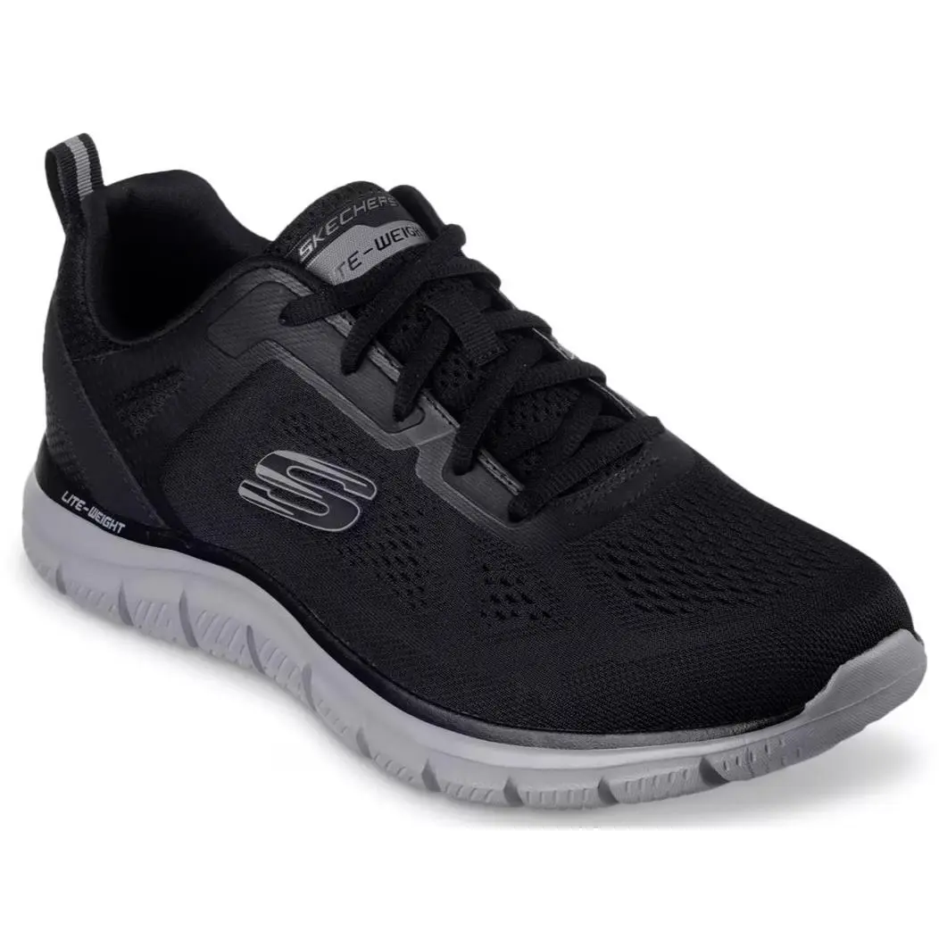 Mens Skechers Track Broader Sneaker Black Mesh Shoes