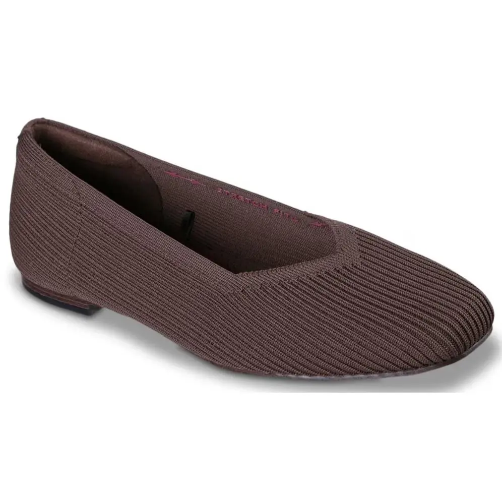 Womens Skechers Cleo Blissful Soul Ballet Flat Dark Brown Knit Shoes