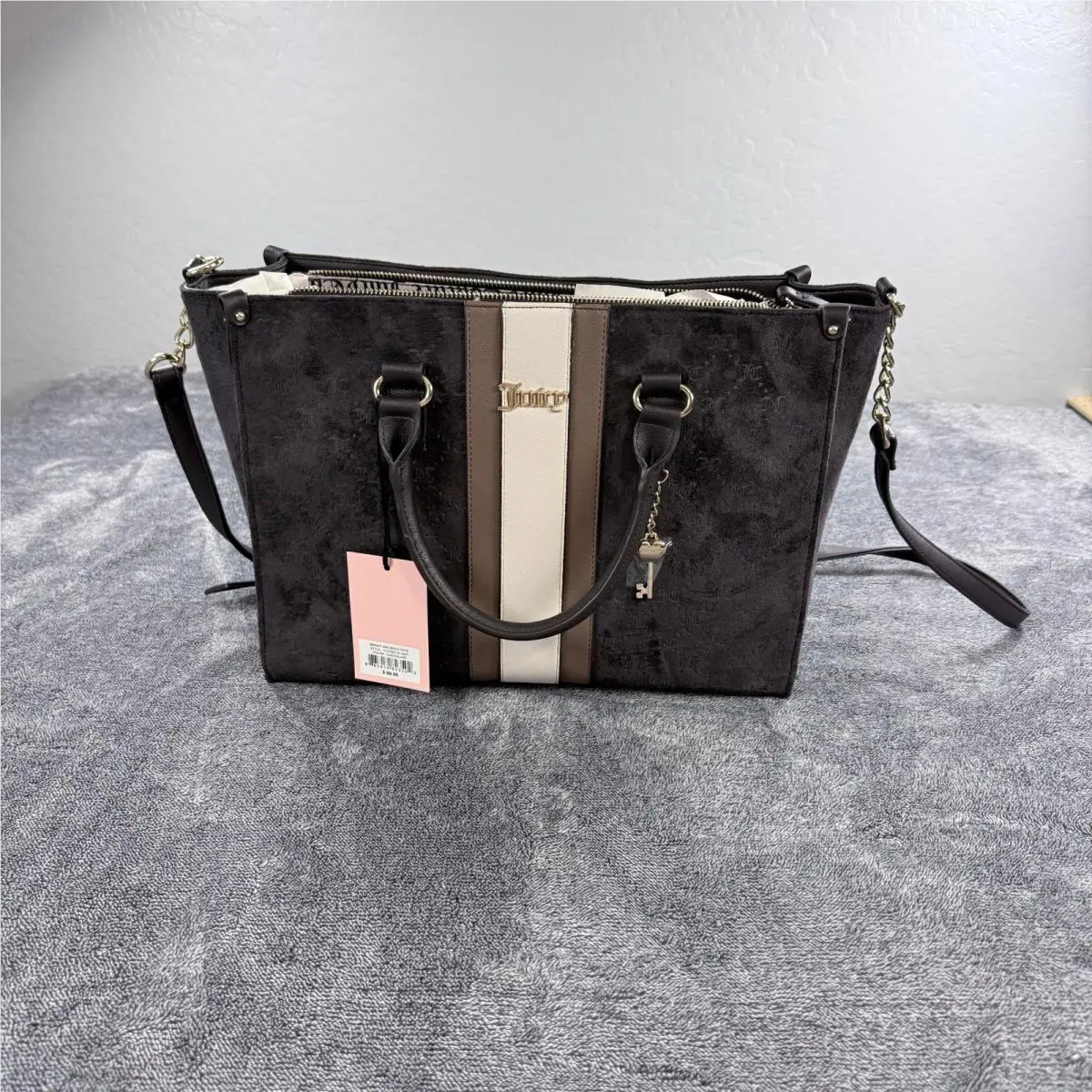 Juicy Couture Bright and Bold Tote Chocolate Monogram Handbag