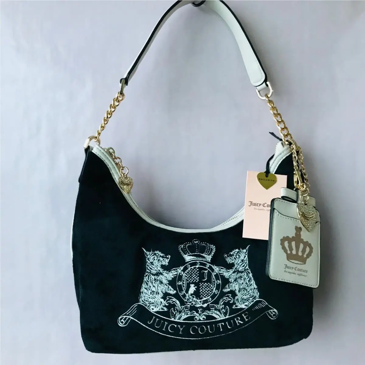 Classic Scottie Dogs Hobo Liquorice Bag Black White by Juicy Couture