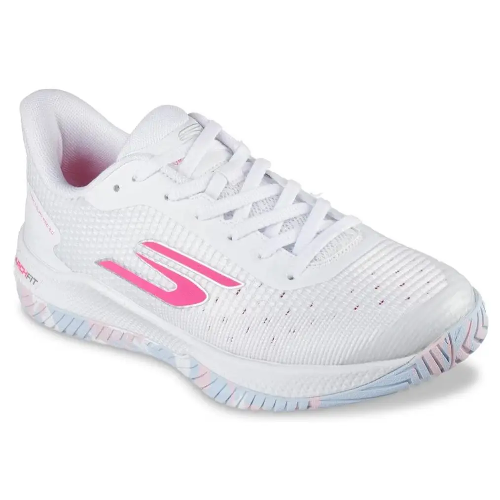 Womens Skechers Viper Court Pro 2.0 Pickleball White Pink Mesh Shoes