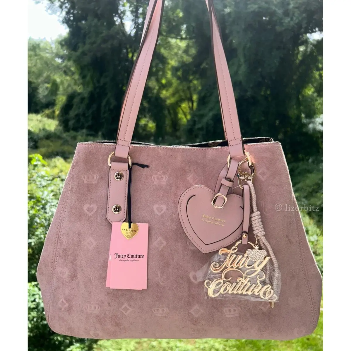 Velour Top Players Convertible Tote in Dusty Blush Pink by Juicy Couture