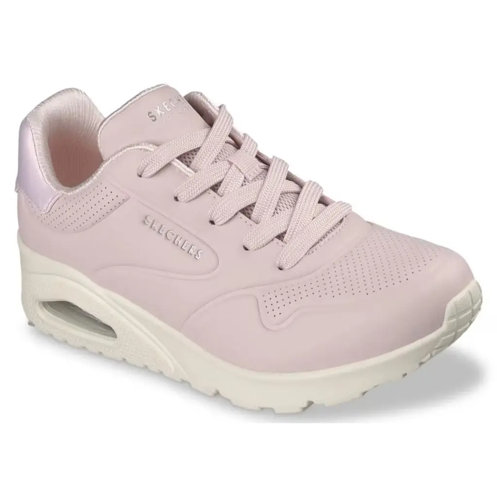 Womens Skechers Uno Savvy Debon Air Sneaker Light Pink Leather Shoes
