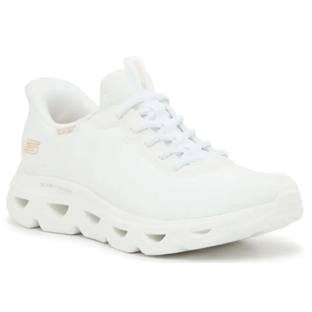 Womens Skechers Slip Ins Bobs Sport Arc Waves White Knit Shoes