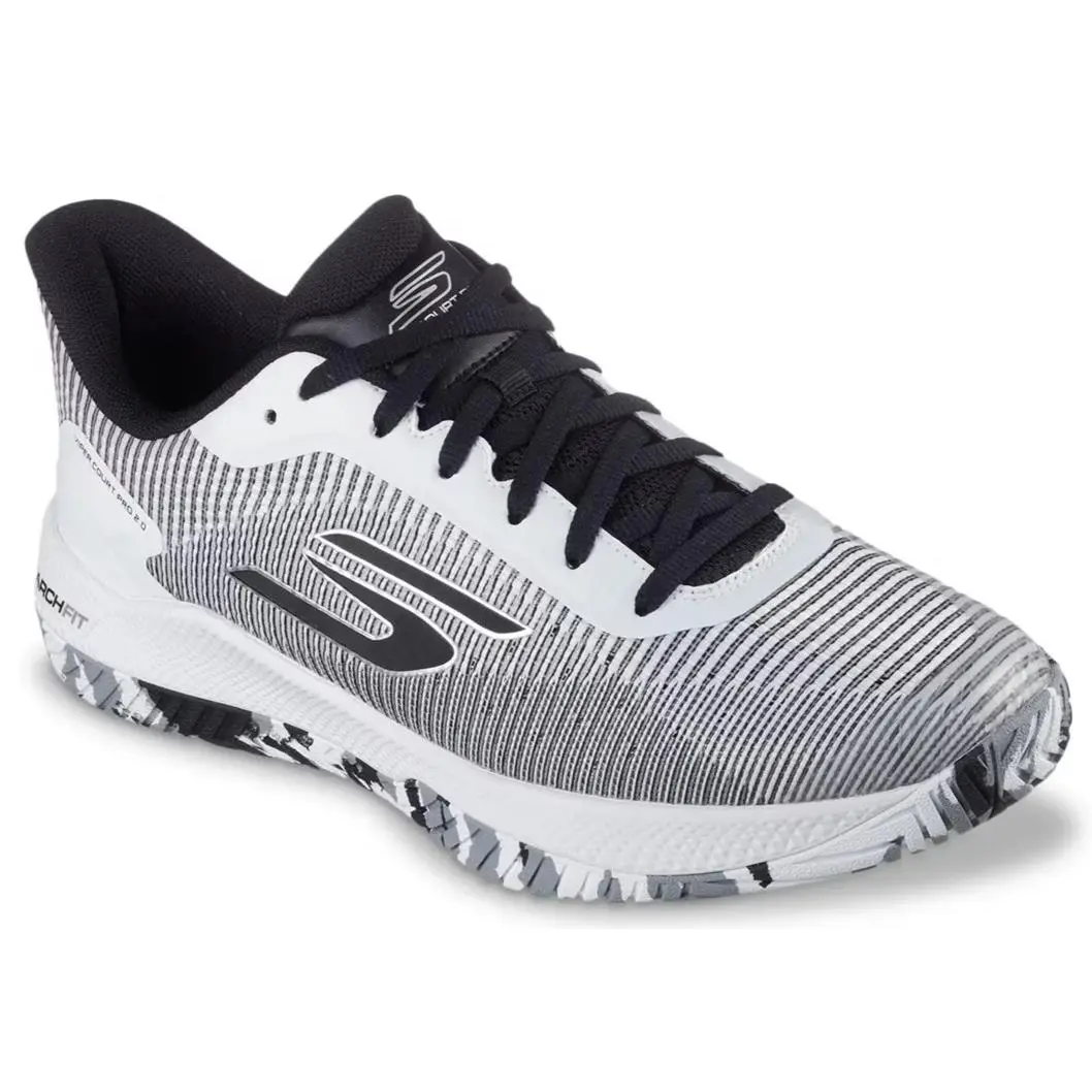Mens Skechers Viper Court Pro 2.0 Pickleball White Black Mesh Shoes