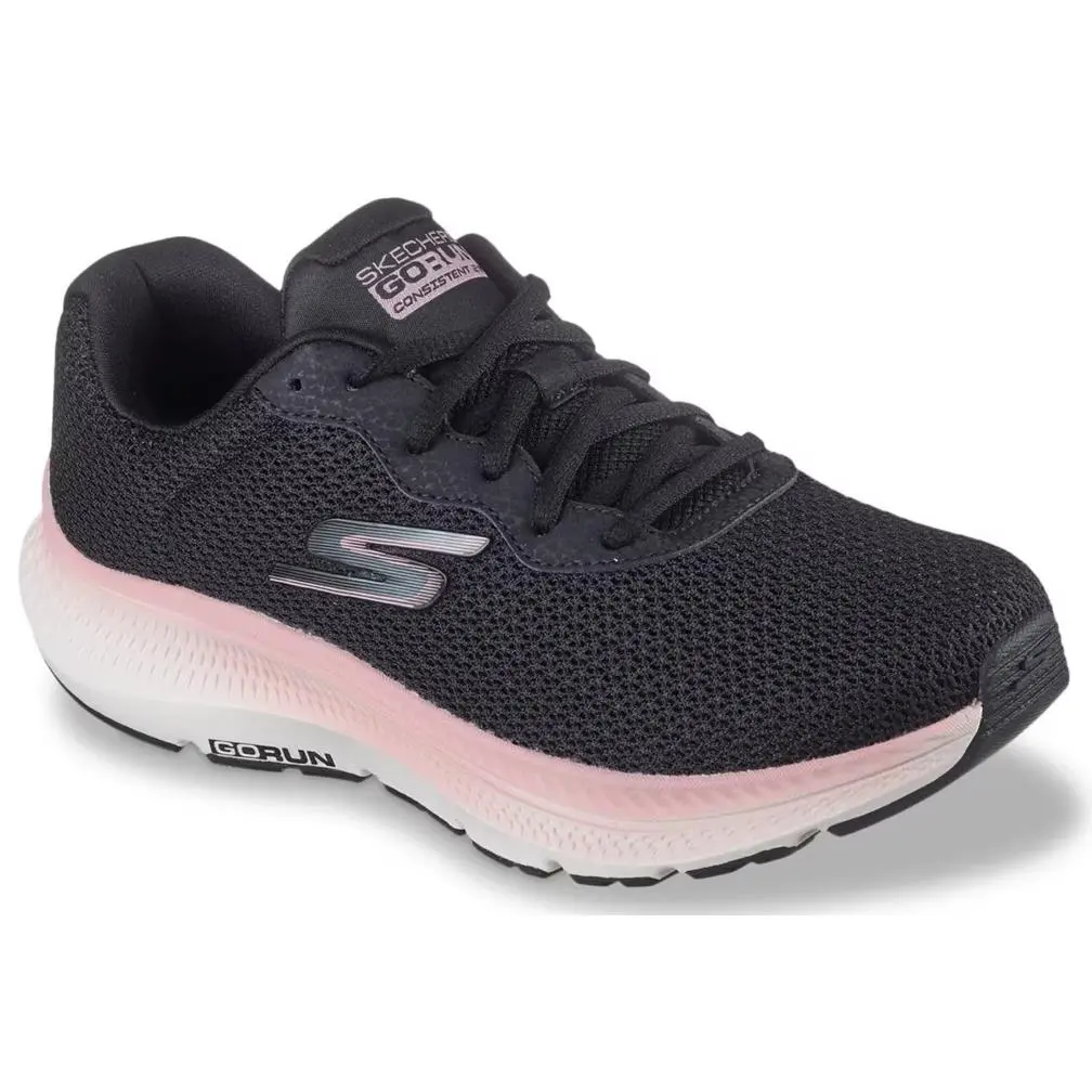 Womens Skechers GO Run Consistent 2.0 Fast Pace Running Black Mauve Mesh