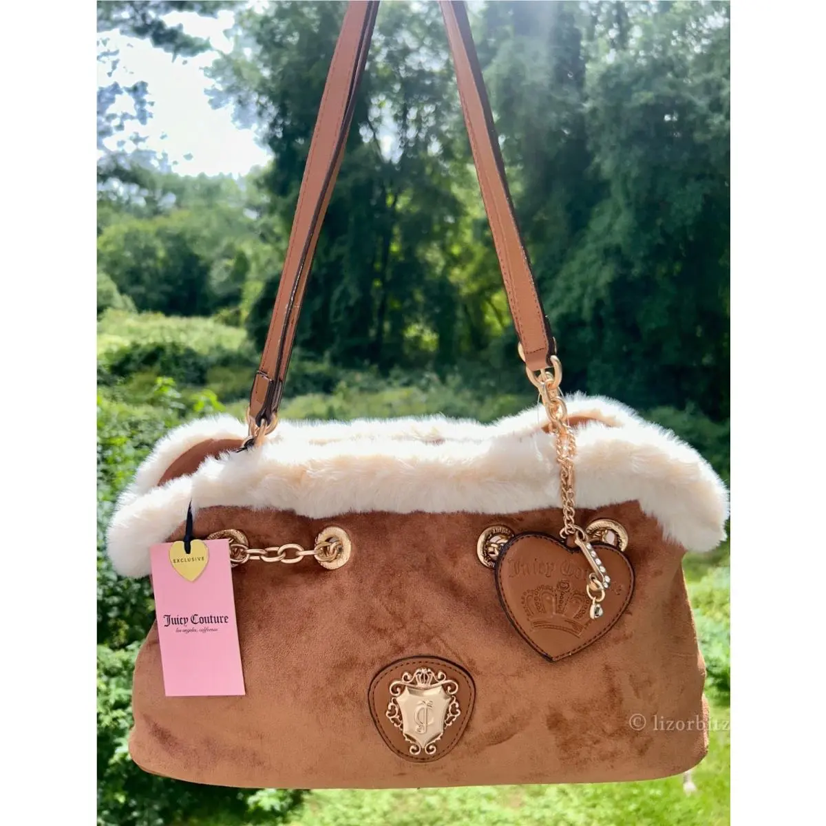 Sherpa Suede Glamour Gang Satchel Cinnamon Brown by Juicy Couture