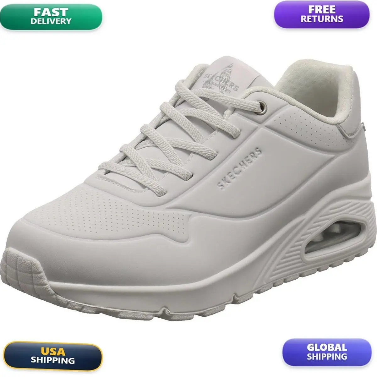 Skechers Women`s Uno-shimmer Away Sneaker White 6 UK 155196