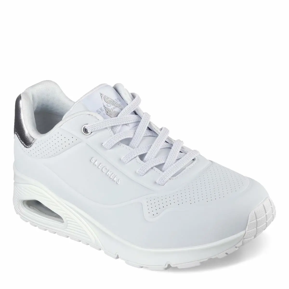 Skechers shoes - SNEAKER - SNEAKER - Sneaker - White Durabuck Silver Duraleather Mesh Trim (UPC: 197976108660) 0