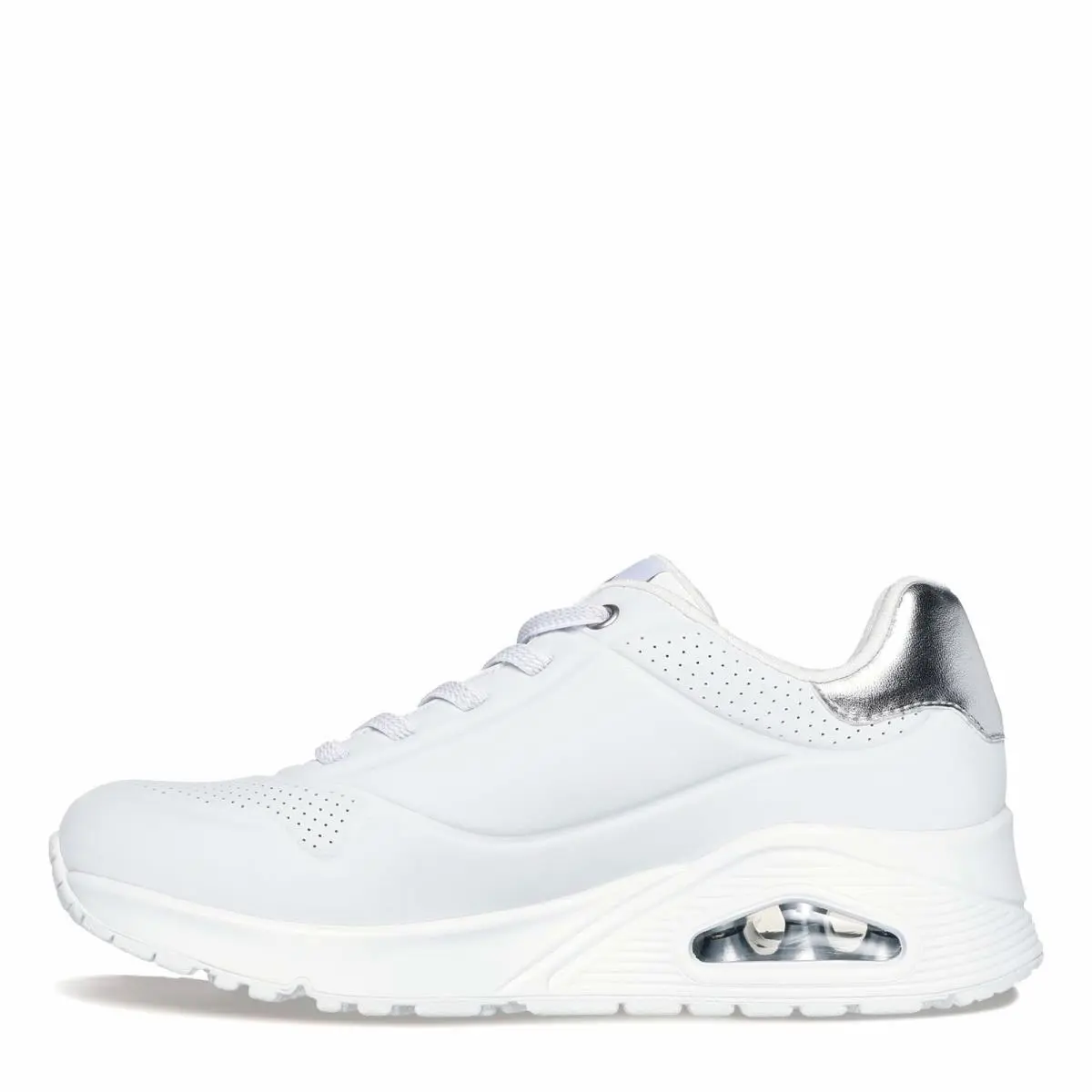 Skechers shoes - SNEAKER - SNEAKER - Sneaker - White Durabuck Silver Duraleather Mesh Trim (UPC: 197976108660) 1