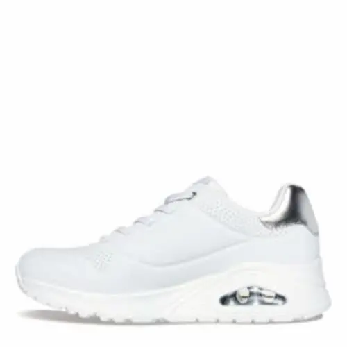Skechers shoes - SNEAKER - SNEAKER - Sneaker - White Durabuck Silver Duraleather Mesh Trim (UPC: 197976108660) 2